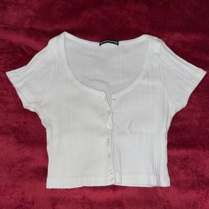 Brandy Melville button up cropped t-shirt